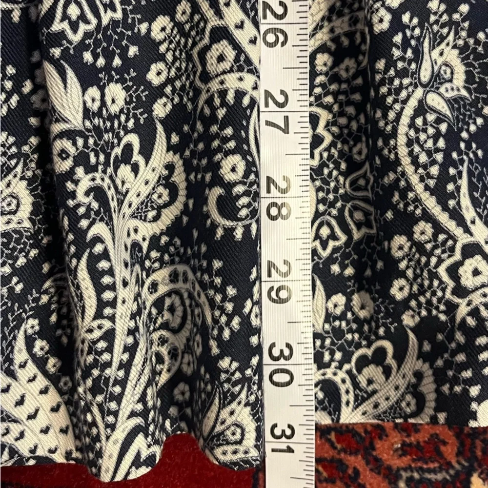 Liz Claiborne Paisley Midi Skirt Navy Blue White Size 6 Petite